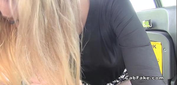  Blonde sucks long dick to fake taxi driver